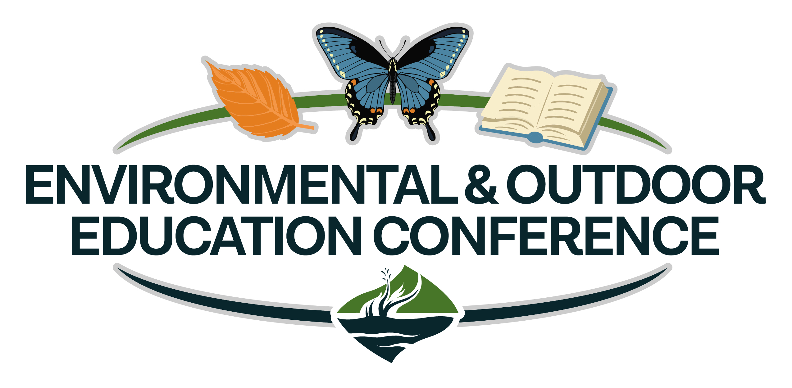 Conference-Logo-NOINFO conference title surrounded by an orange leaf, blue butterfly, book, and AEEA logo