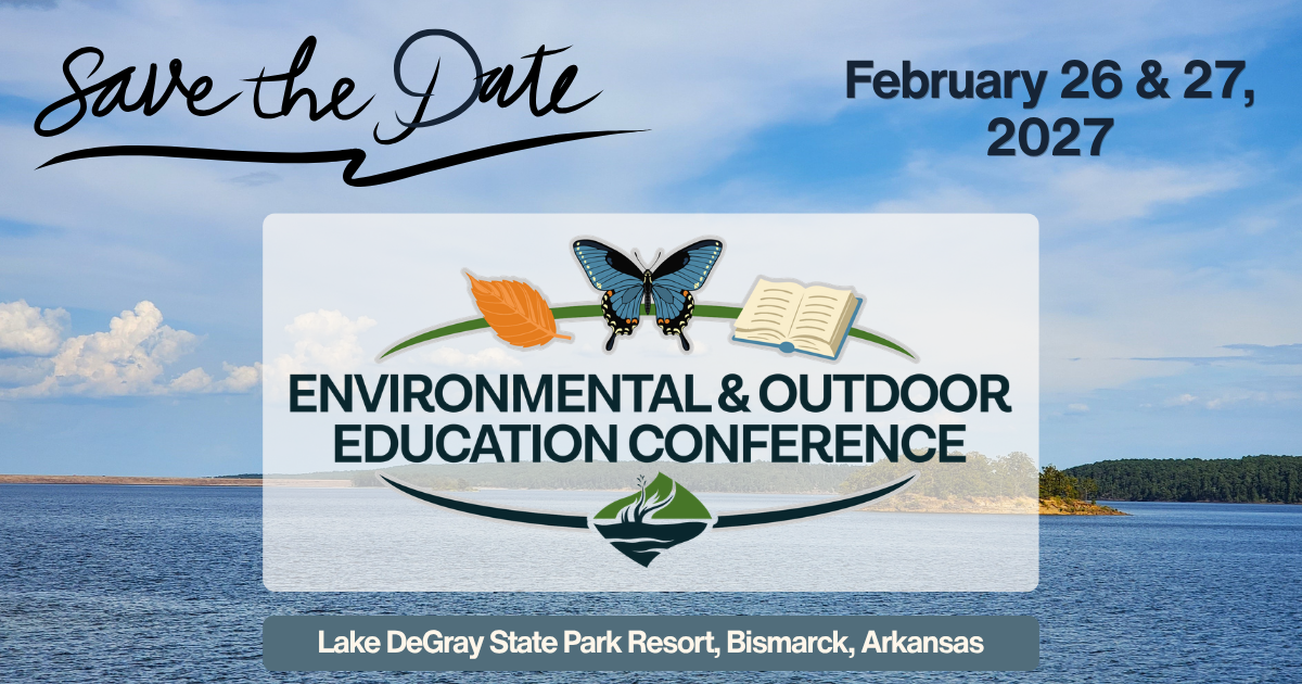 lake and sky with save the date information for 2027 conference